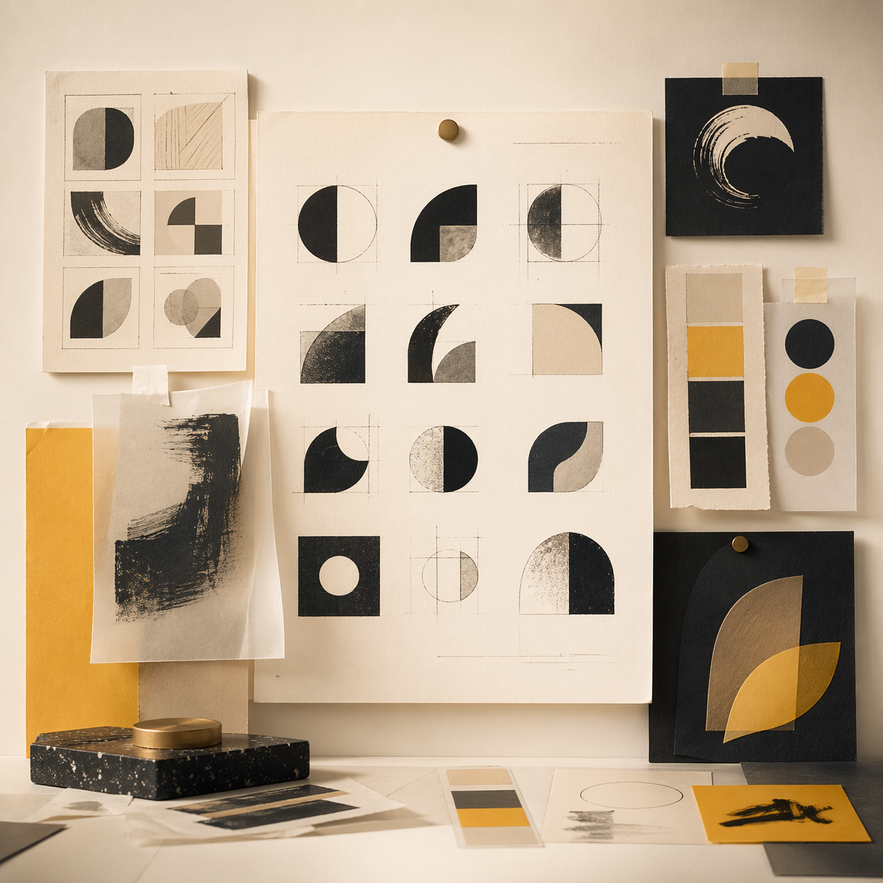 Abstract editorial composition representing branding and identity design